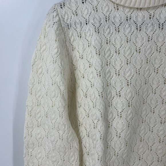 Ship’n shore vintage wool blend open knit turtleneck sweater, medium - Picture 5 of 8